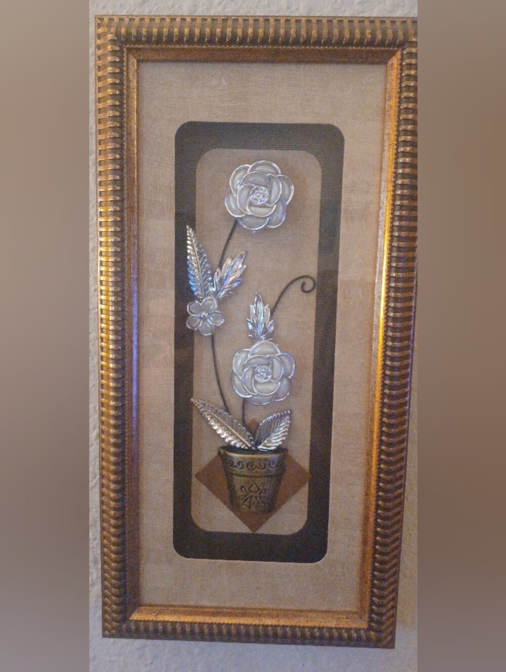 Silver Floral Wall Art in Metallic Finish - Home Wall Decor